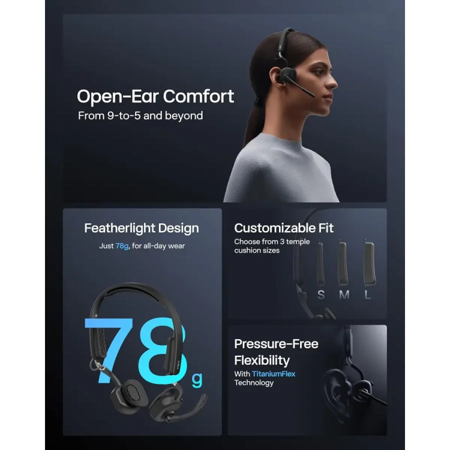 Temple Vibration Earbuds Bone X1 Open Ear Bluetooth-compatible