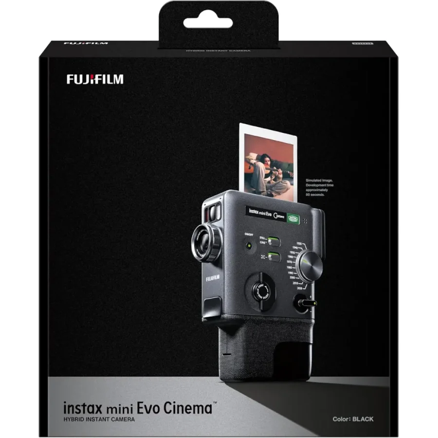 FUJIFILM instax mini Evo Cinema Hybrid Instant Camera, Black